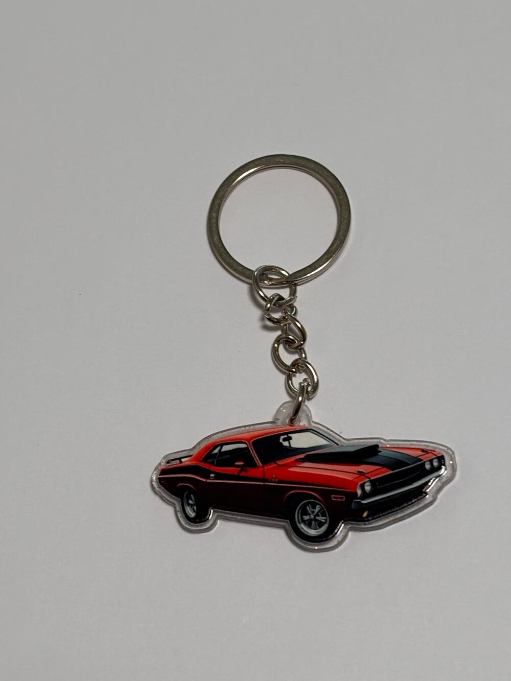 Key Ring Chain Wallet Bag Backpack Sparkle 1971 Dodge Challenger RT Red Black
